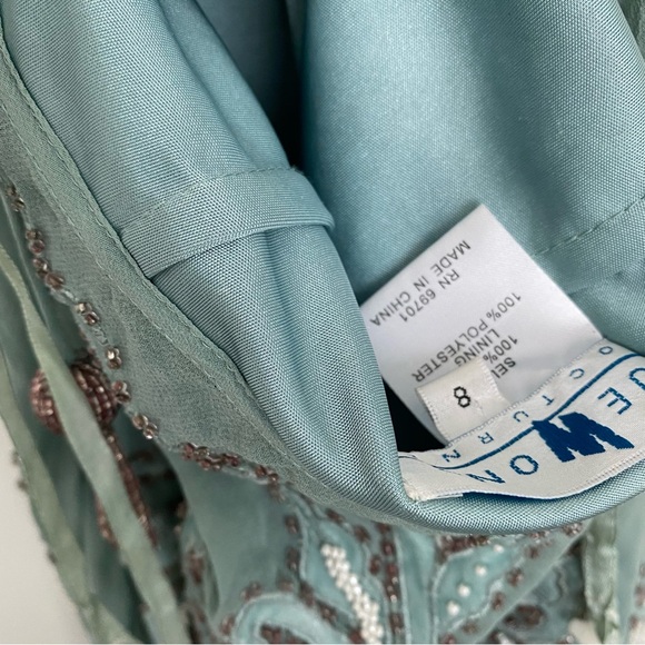 Sue Wong mint green beaded and embroidered silk halter dress size 8 - Picture 5 of 8